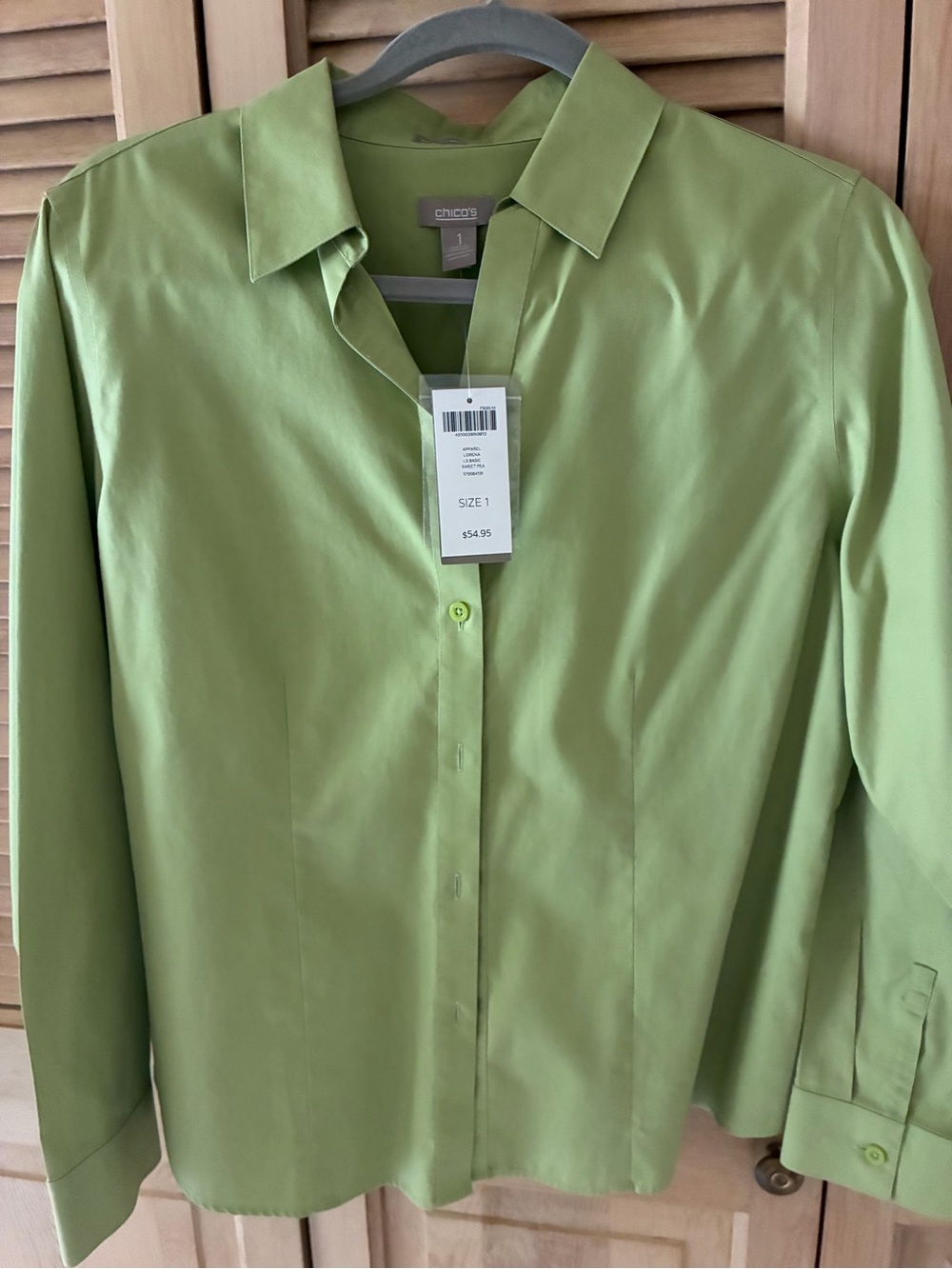 Chico's Sweet Pea Button-Front Shirt in Light Green